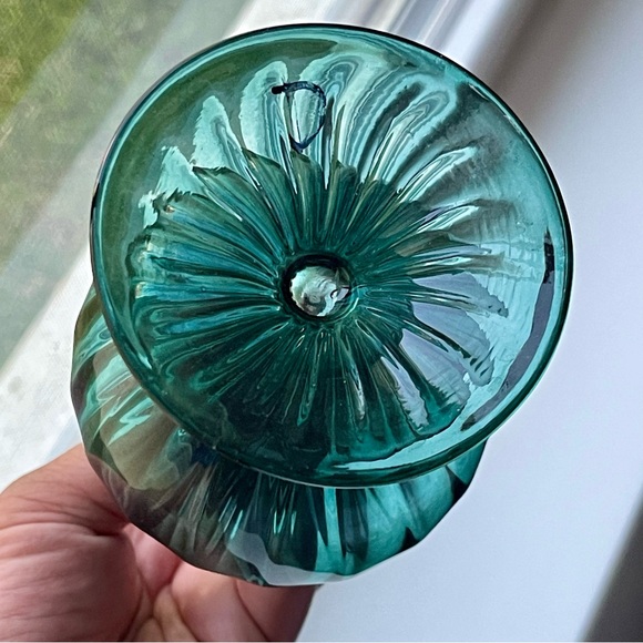 Fragrance Decanter Decorative Bottle Hand Blown Glass Art 7" Tall with Stopper - Picture 3 of 11